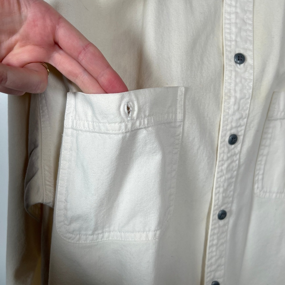 Vintage Divita‎ Mens XL Cotton Twill Button Down Shirt Cream Utility Wear - Picture 3 of 6